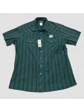 Wrangler Men's Western Shirt Dead Stock Vintage Snap Cowboy Short Sleeve 2XL XXL